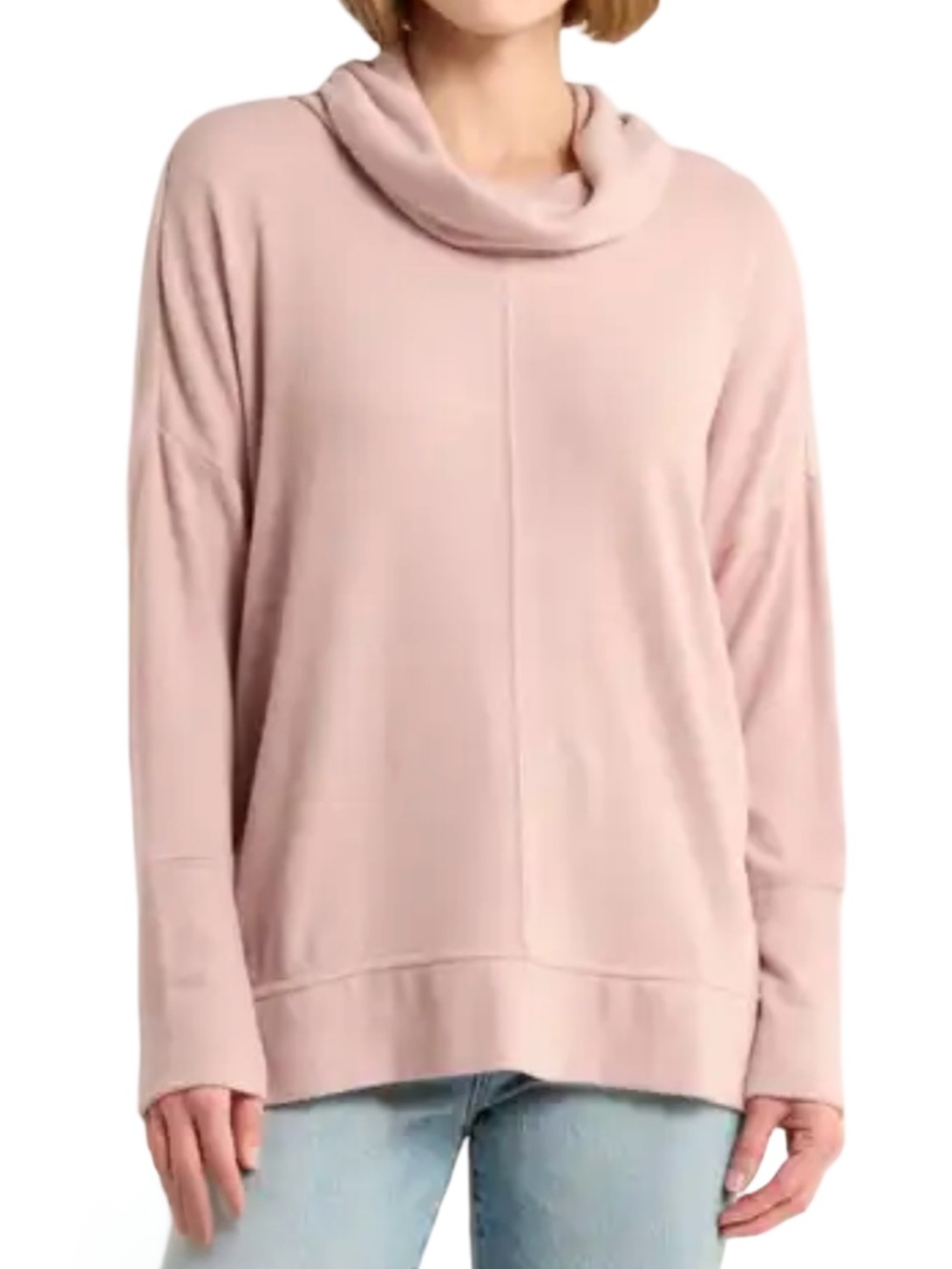 Joan Vass NWT Tea Rose Lightweight Cowl Neck Long Sleeve Knit Sweater Size XL